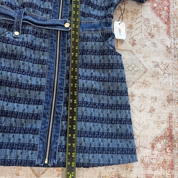 Jason Wu Collared Tweed Denim Mini Belted Dress Womens Size M NWT - Picture 6 of 9